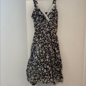 Signature by Sangria Brown and White Floral Midi Dress